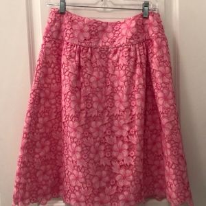 Lily Pulitzer pink lace cut out skirt, size 2